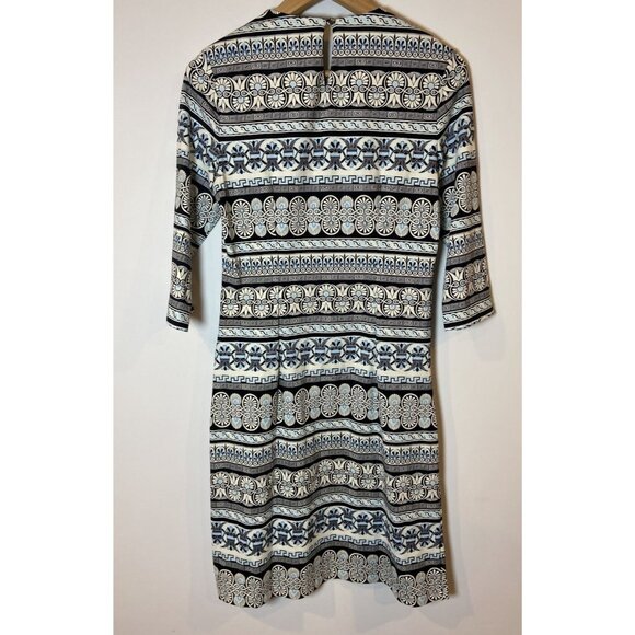 J.McLaughlin Sheath Dress Catalina Cloth Pockets Black Blue Cream Small S - Picture 4 of 5